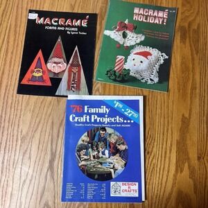 Lot of 3 Vintage Macrame Christmas Home Décor Pattern Instruction Books Holiday